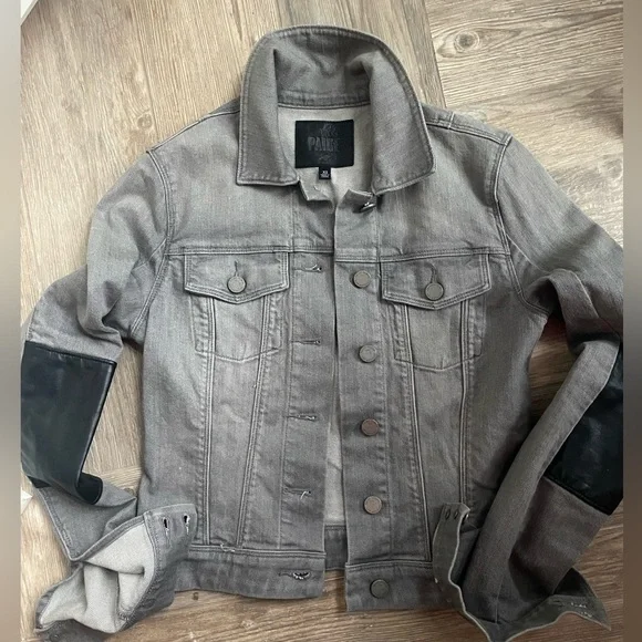 PAIGE | Jackets & Coats | Paige Denim Jacket With Black Leather Elbows |  Poshmark